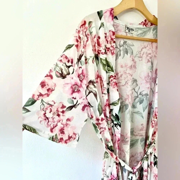 Show Me‎ Your MuMu Garden of Blooms White Floral Short Belted Brie Robe One Size - Picture 4 of 8